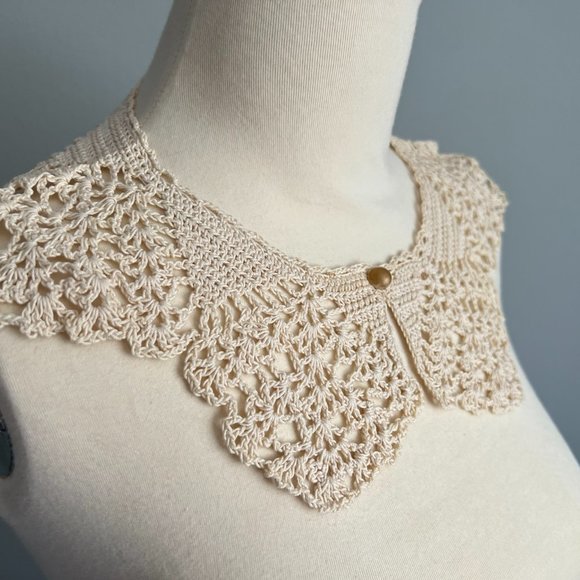 Vintage 50s Crochet Collar Boho Detachable Collar - Picture 4 of 6